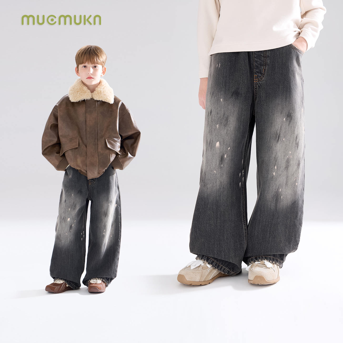 MUCMUKN创意街头涂鸦软牛仔裤加绒保暖男童冬新款M54ZK5741