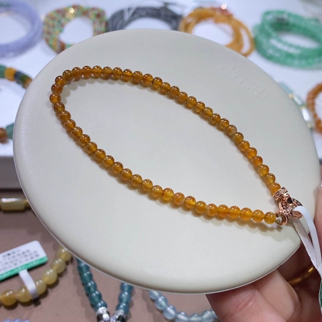 翡翠手链未镶嵌焦糖小米