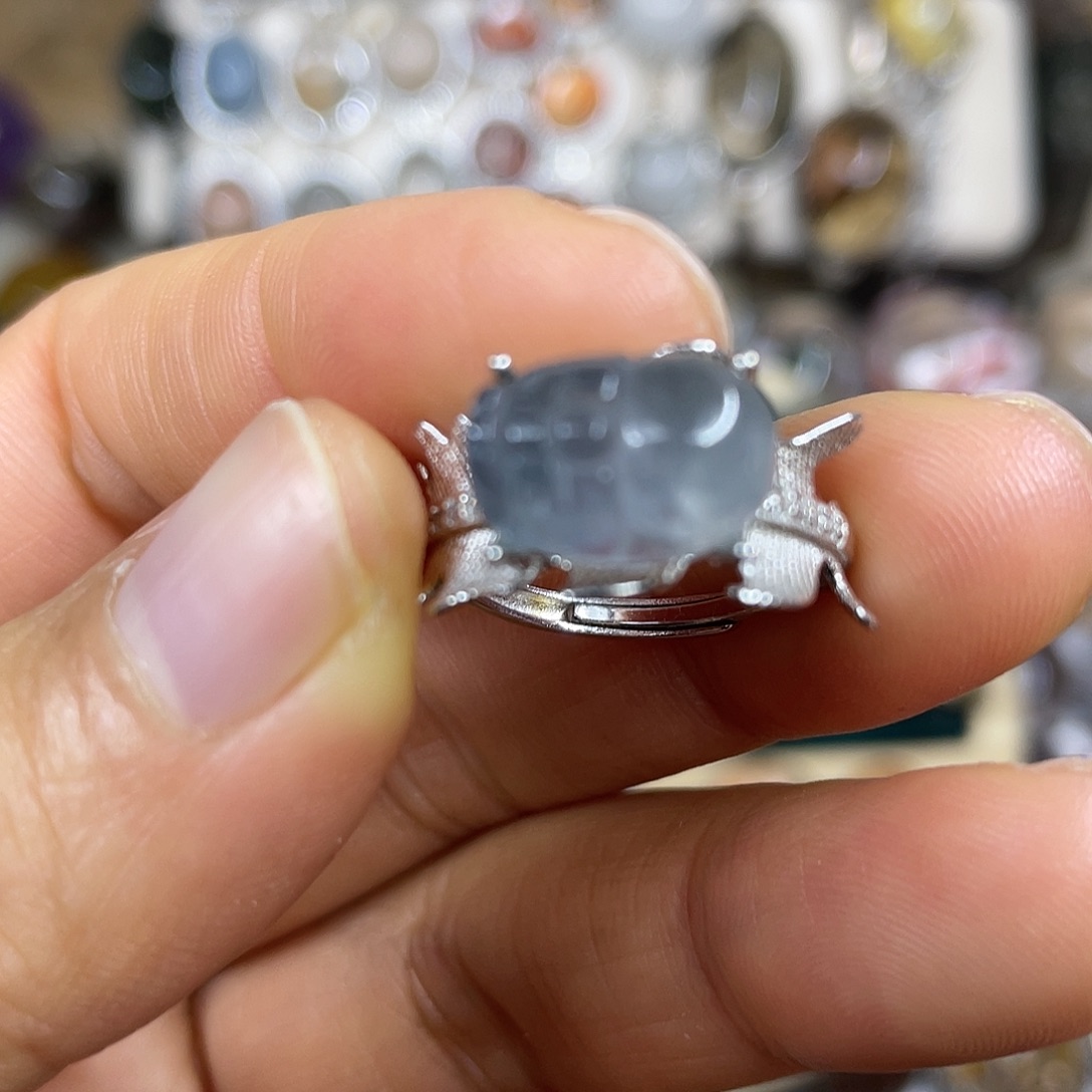 【闪购商品】银S925镶嵌珠宝半成品水晶戒指