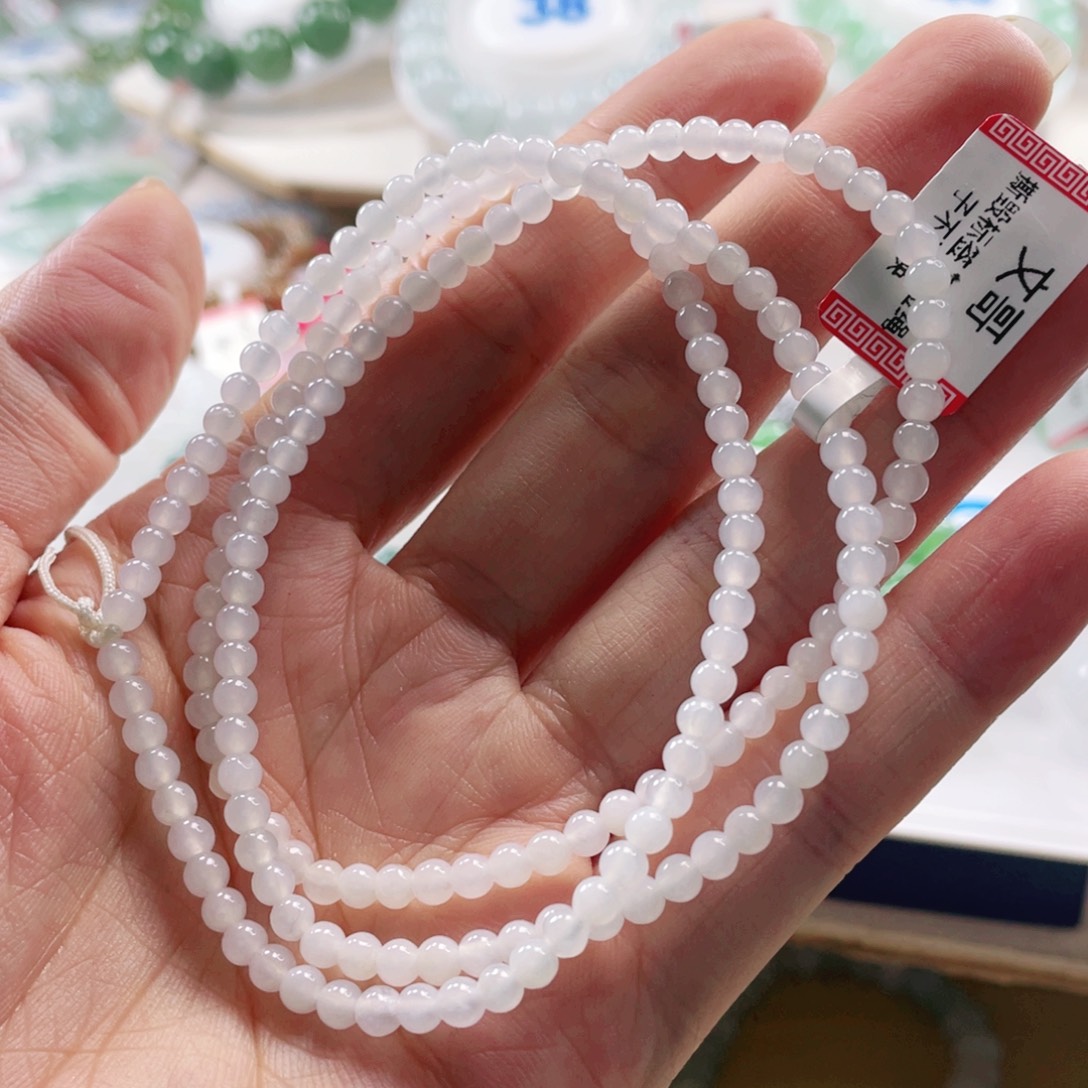 翡翠未镶嵌手链珠链3.9