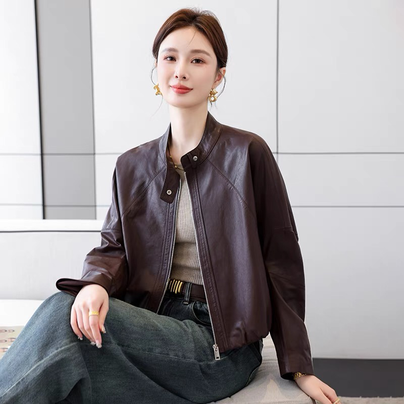 新款真皮绵羊植糅皮短款外套百搭