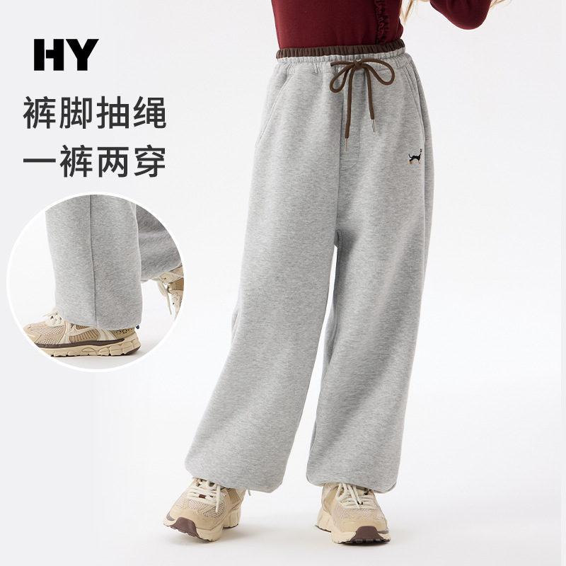 KL1722儿童加绒休闲裤2025冬新款女童舒适加厚卫裤中大童休闲长裤