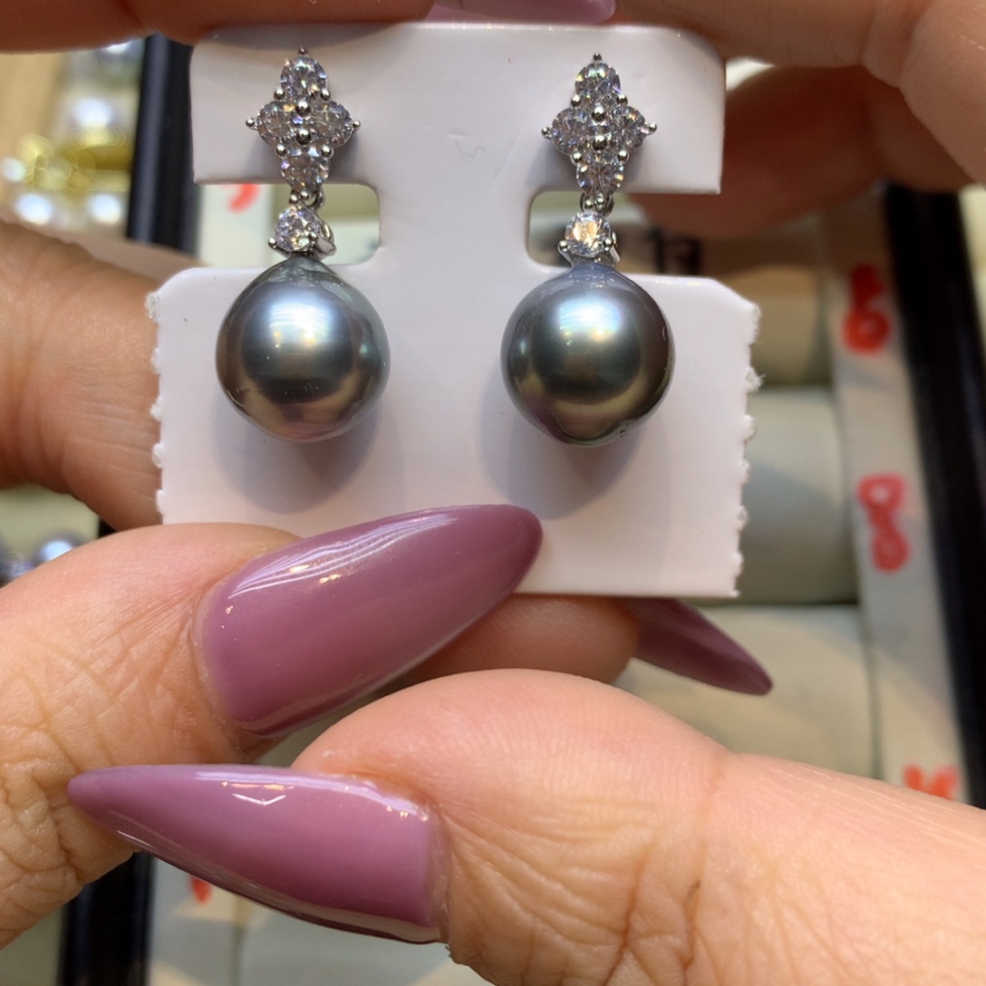 银S925镶嵌耳饰海水珍珠