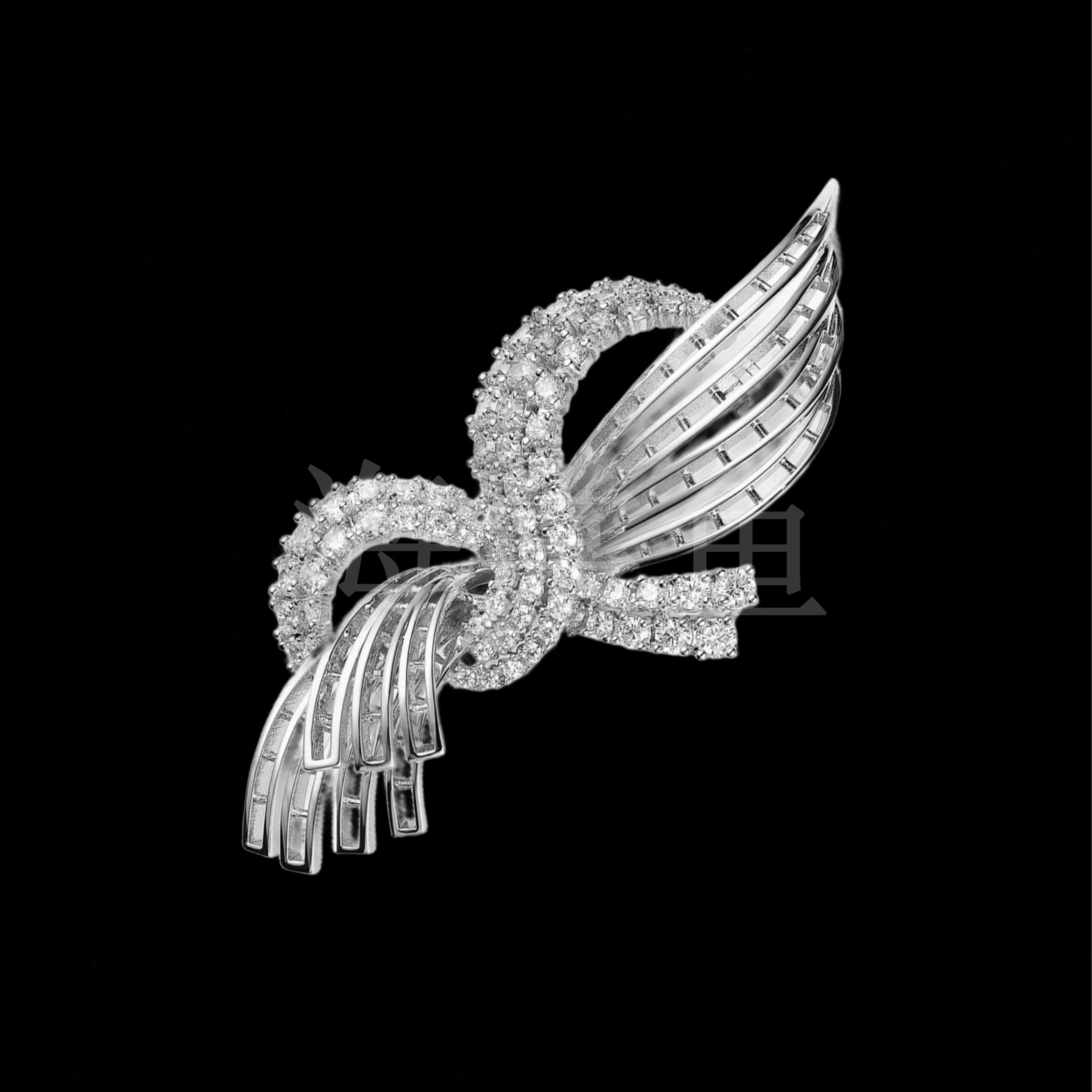 铜合金合成锆石胸针 璀璨星河 5A级人工钻电镀18K白金胸针5079