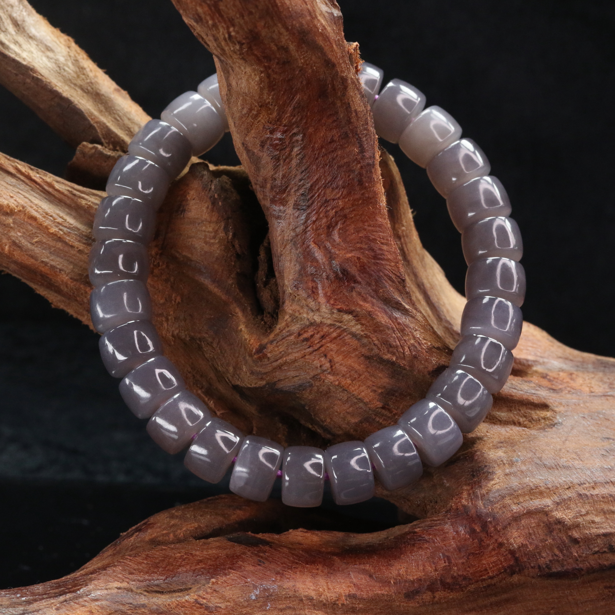 15和田玉帝紫手串/100485上海嘉禾拍卖