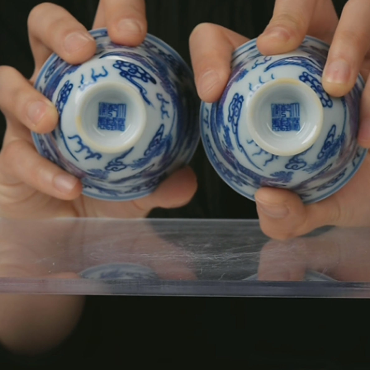 M青花龙凤呈祥纹杯一对