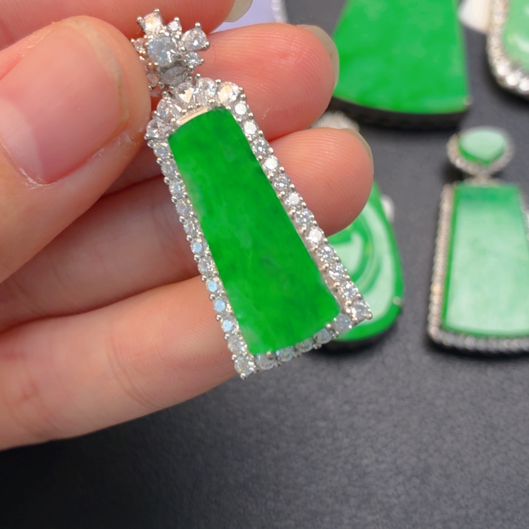 翡翠银S925镶嵌吊坠(不含链)