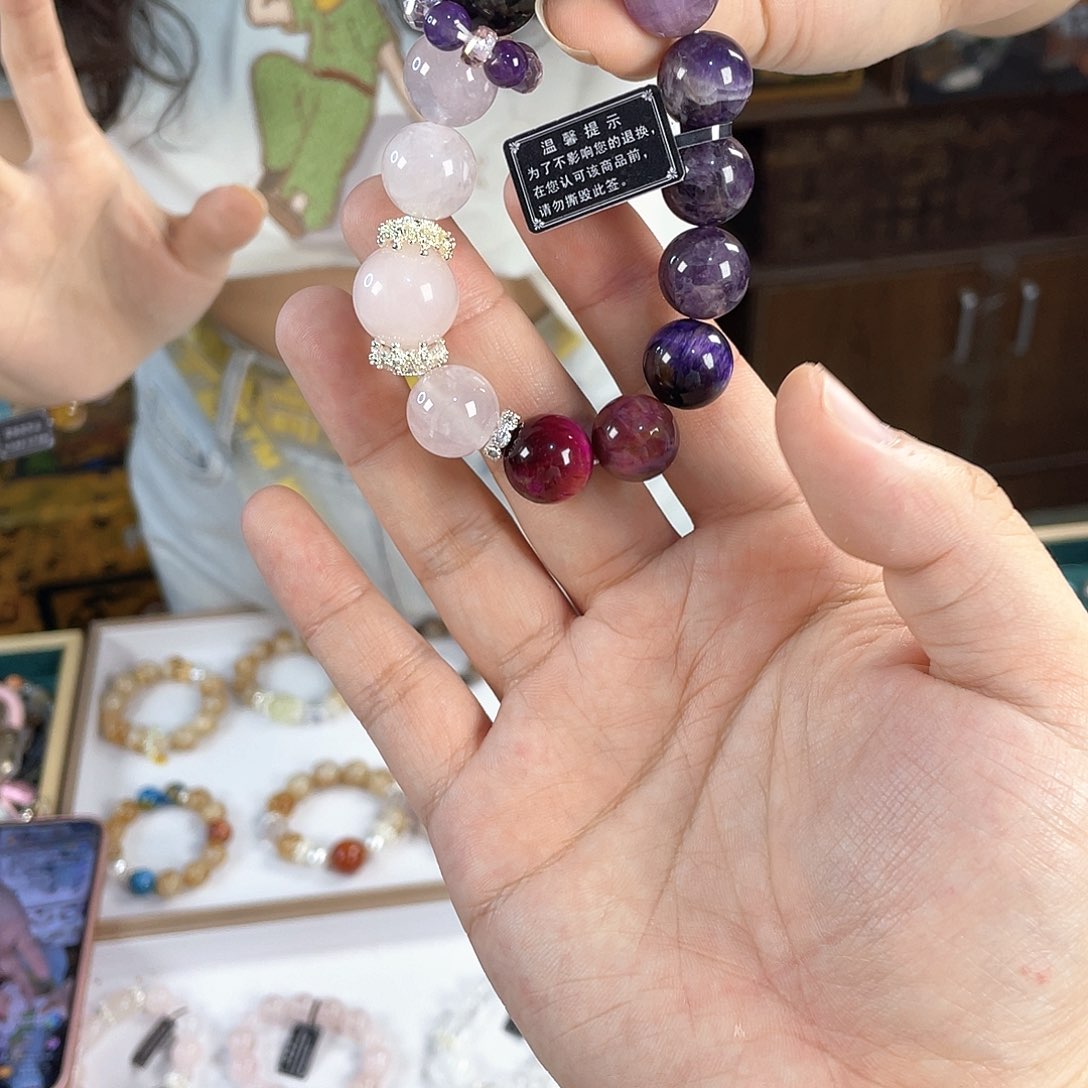 水晶手链银S925镀金镶嵌