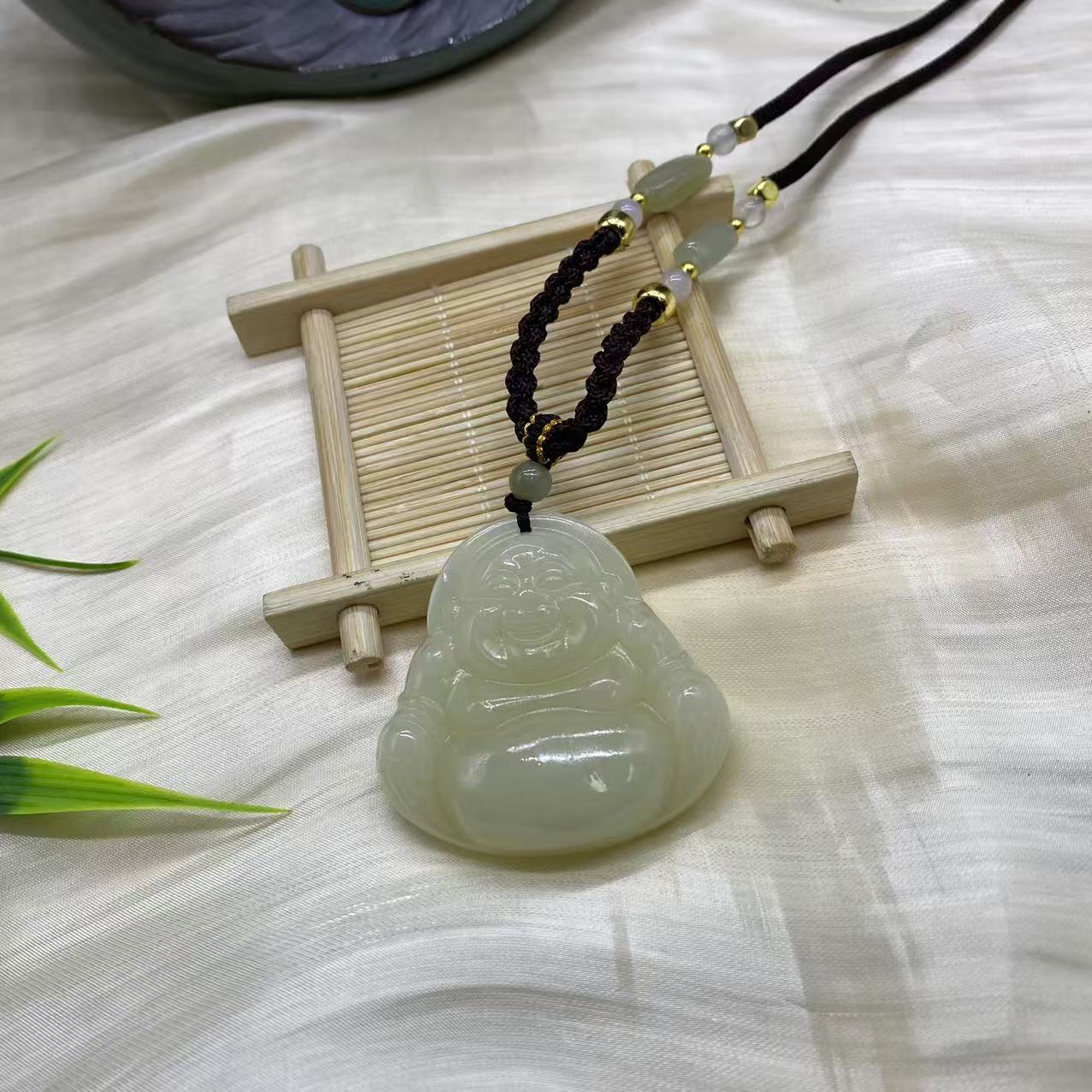 天然青海料晴水双面大肚佛吊坠e085多样性选一