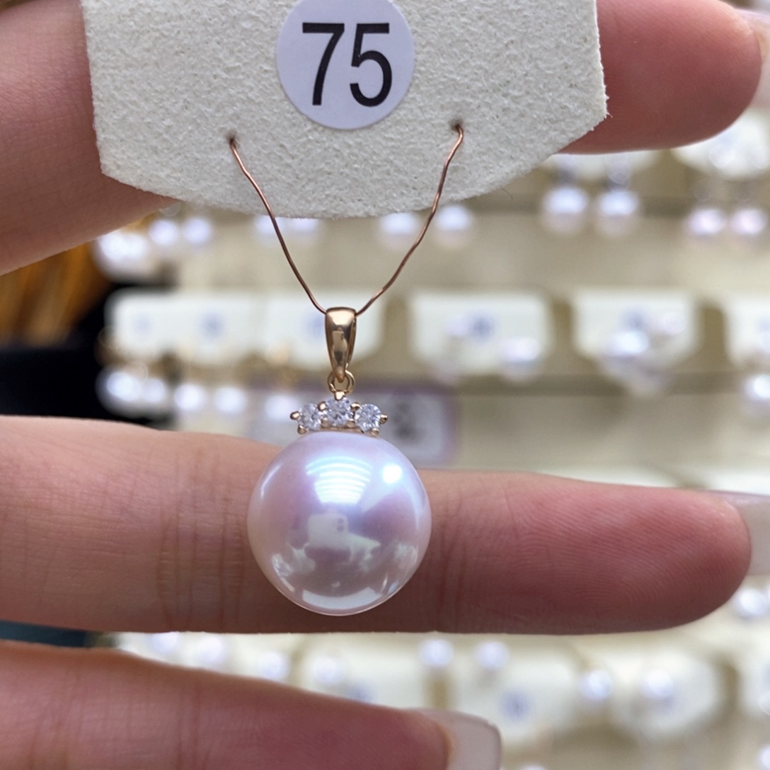 淡水珍珠吊坠(不含链)18K金镶嵌