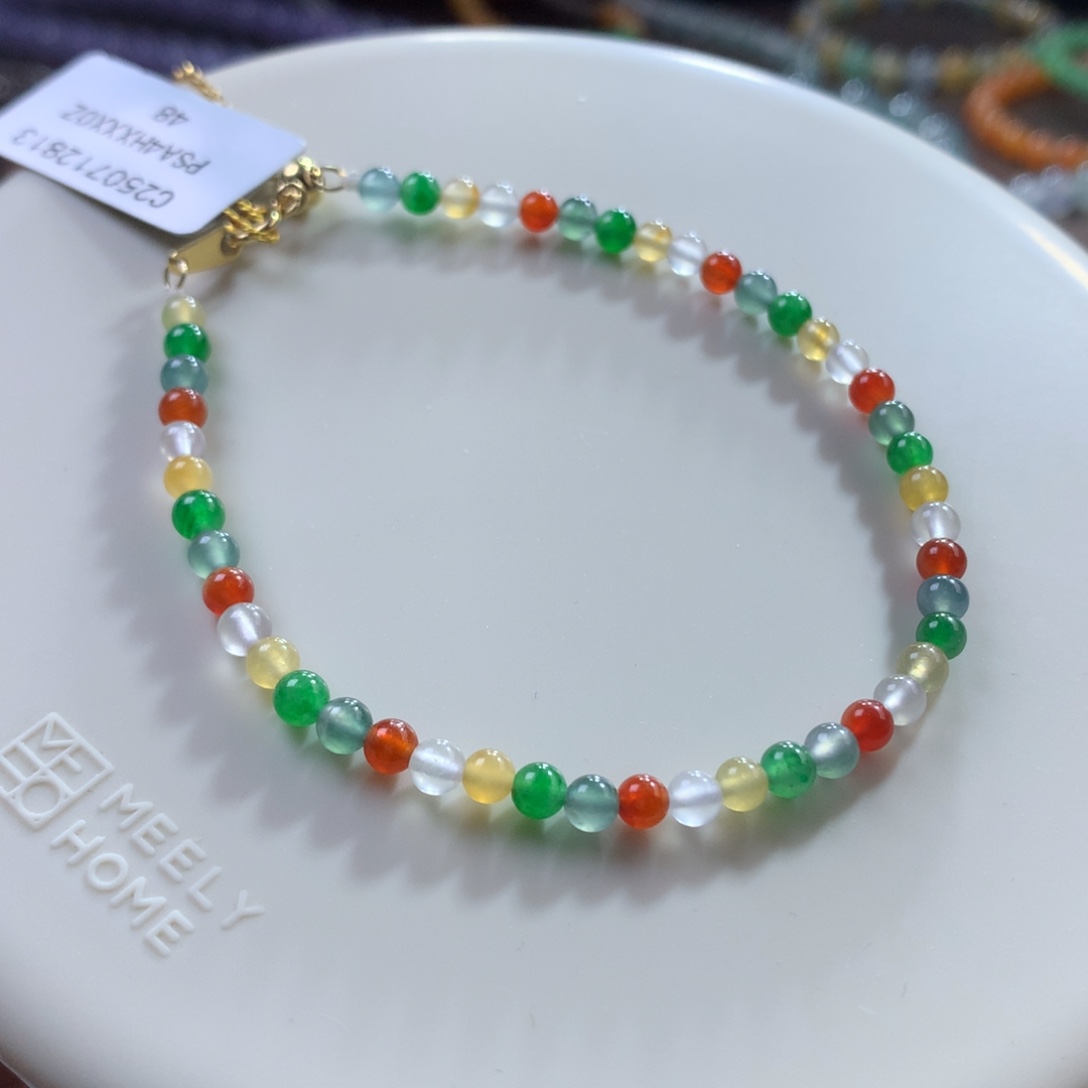 未镶嵌手链翡翠精品大漏浓艳彩多巴胺糖果彩虹小米单圈卡3.6