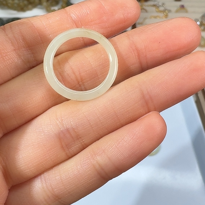 和田玉未镶嵌戒指17.3内径57