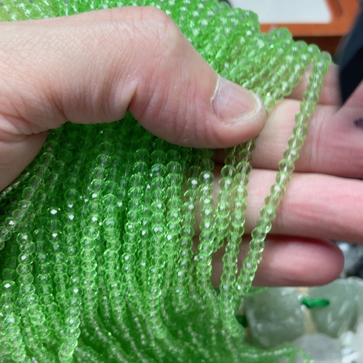 玛瑙/玉髓合金珠宝半成品10条3.6mm绿尖晶