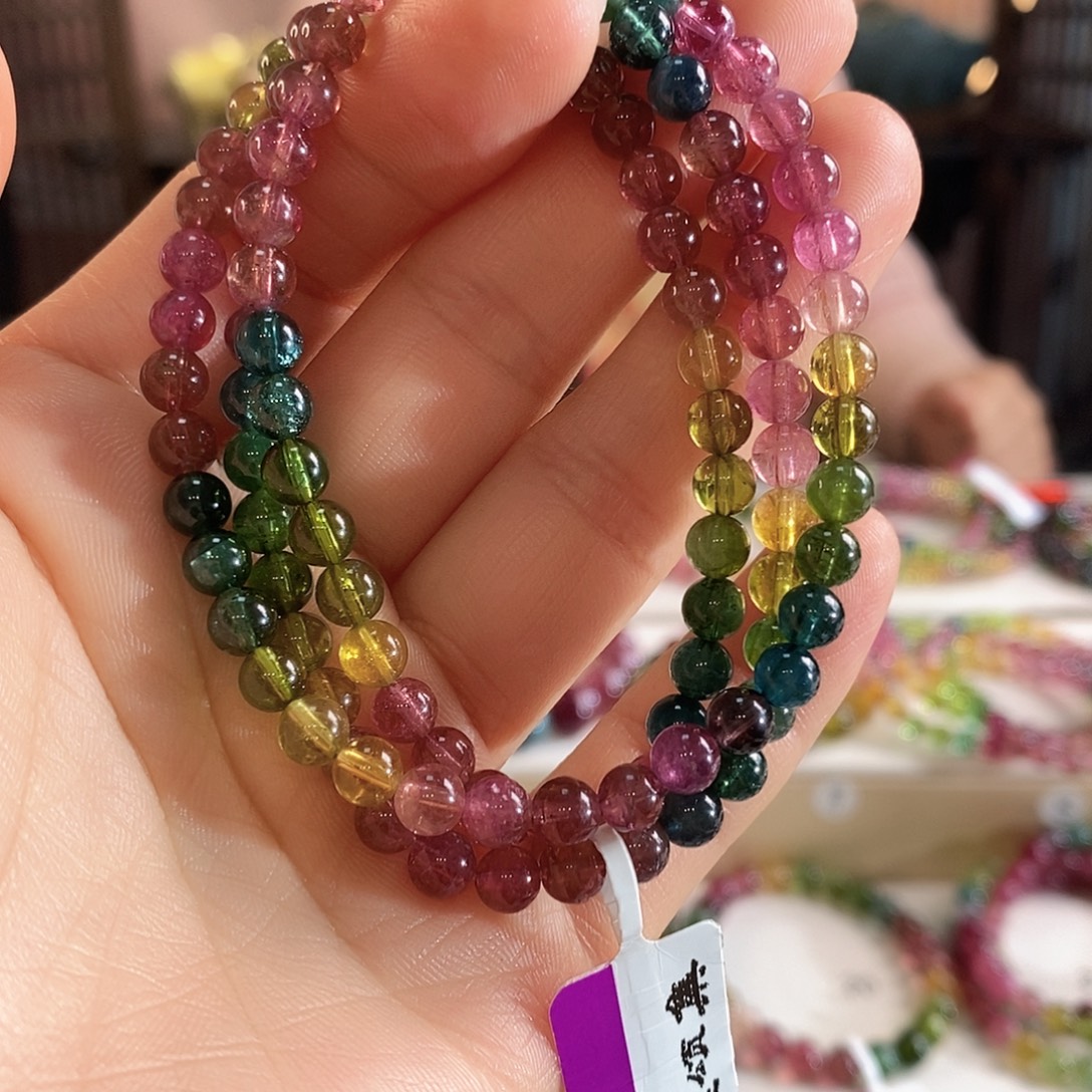 碧玺手链未镶嵌G2458三圈颜色微差