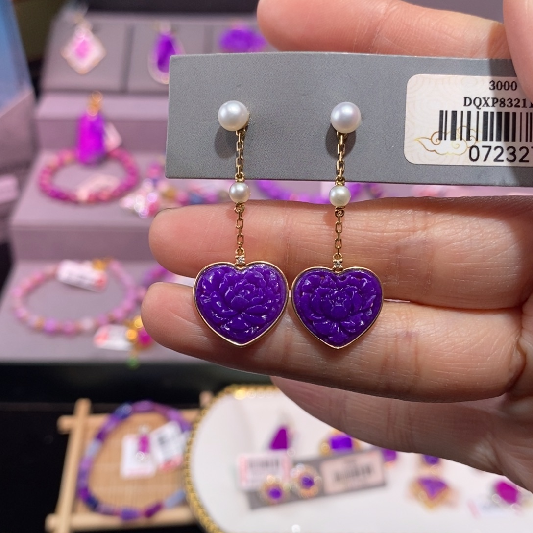 苏纪石（舒俱来）18K金镶嵌耳钉