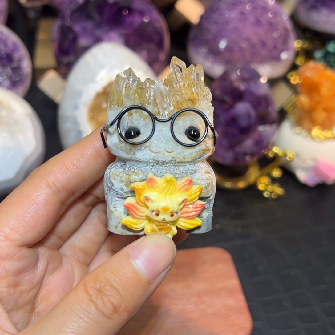 珠宝半成品紫晶未镶嵌23黄水晶晶簇