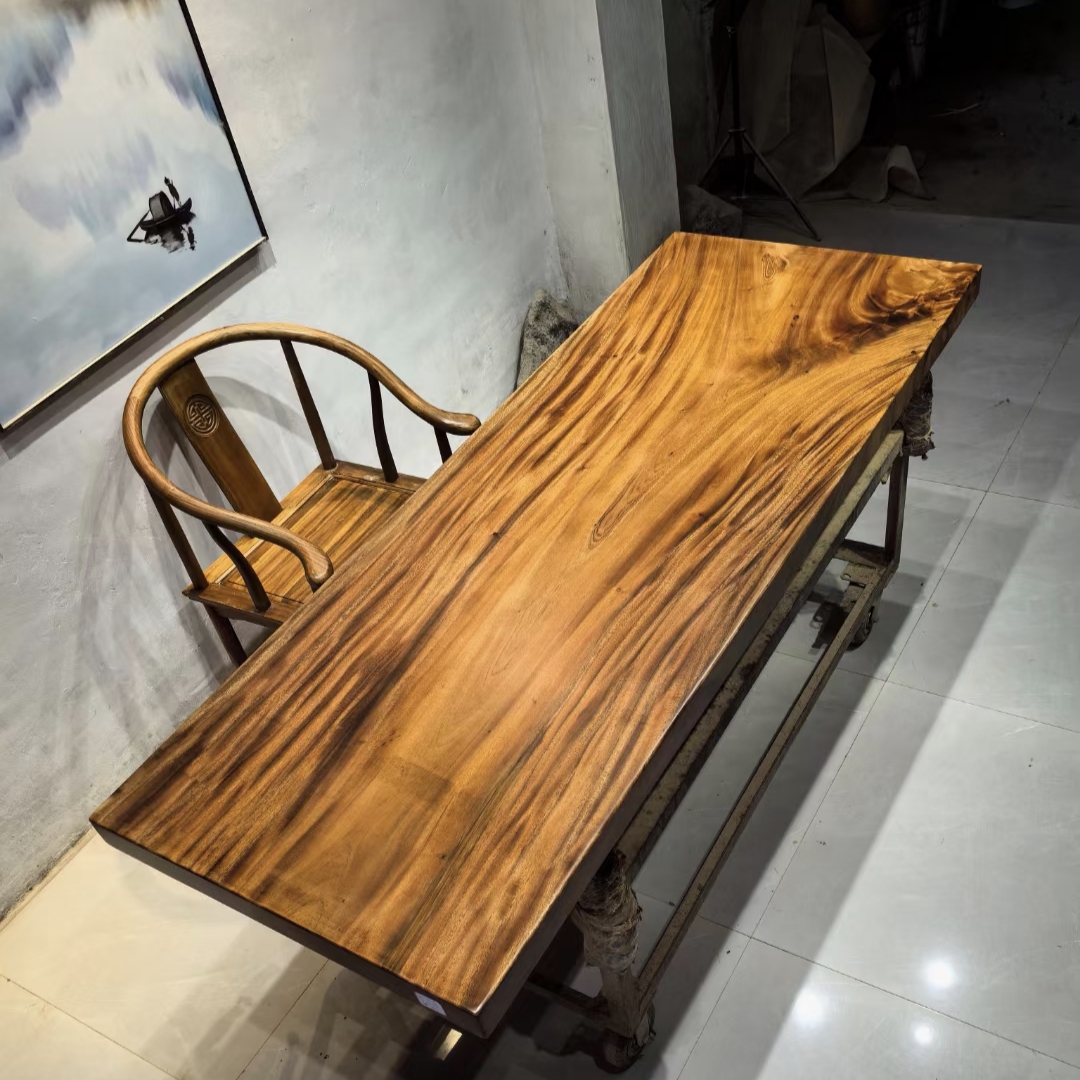 家用客厅茶桌书桌电脑桌法式南美胡桃木大板桌