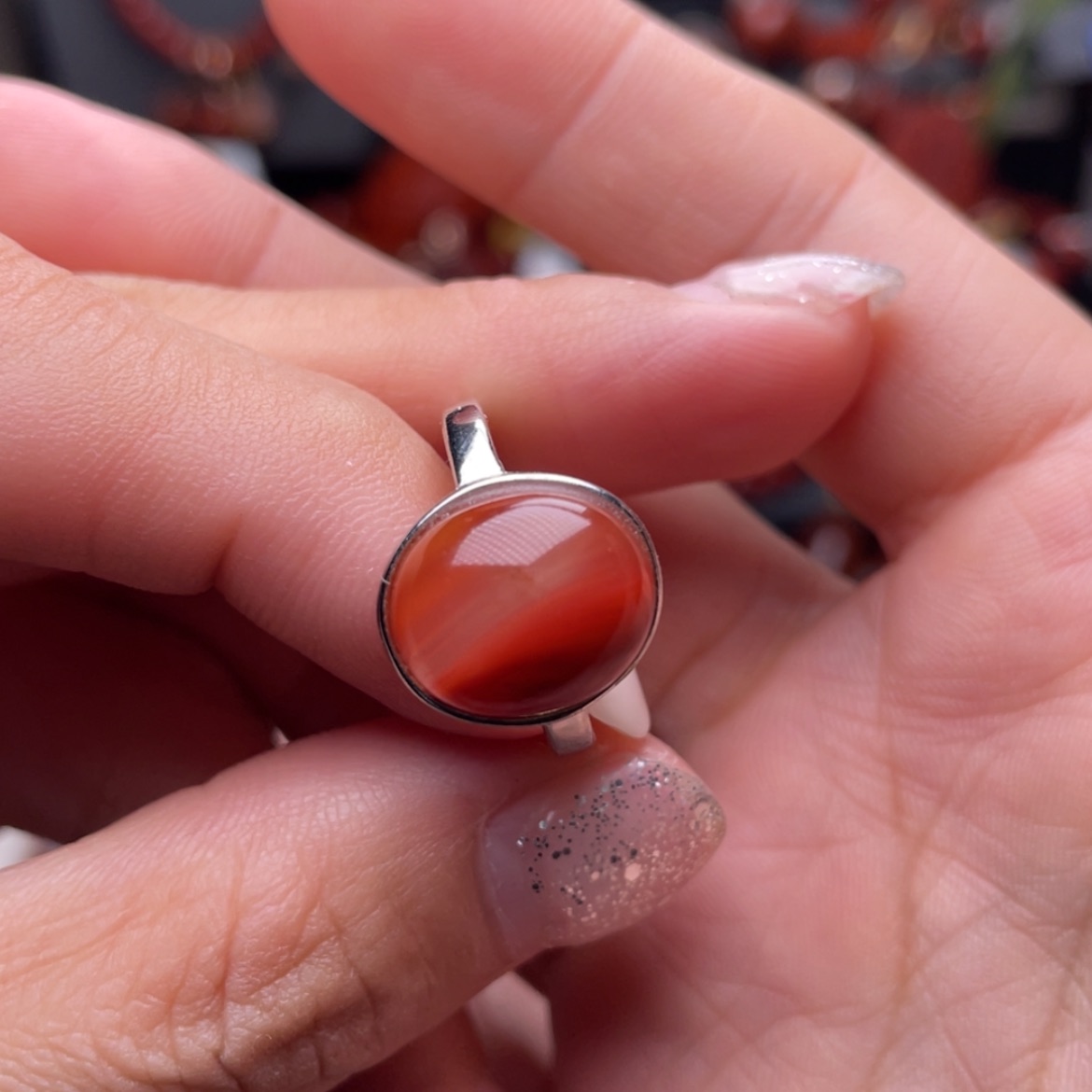 【闪购商品】南红玛瑙戒指银S925镶嵌