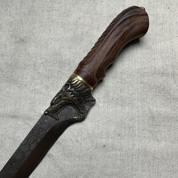 126 龙泉昊天宝剑高锰钢一体锻打屠龙刀金属柄未开刃