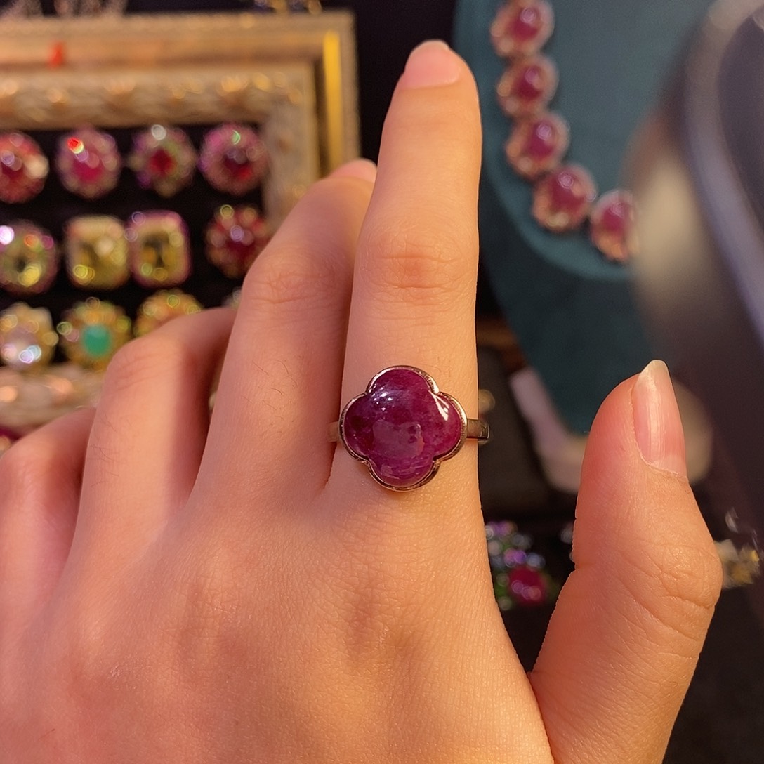 红宝石戒指银S925镶嵌