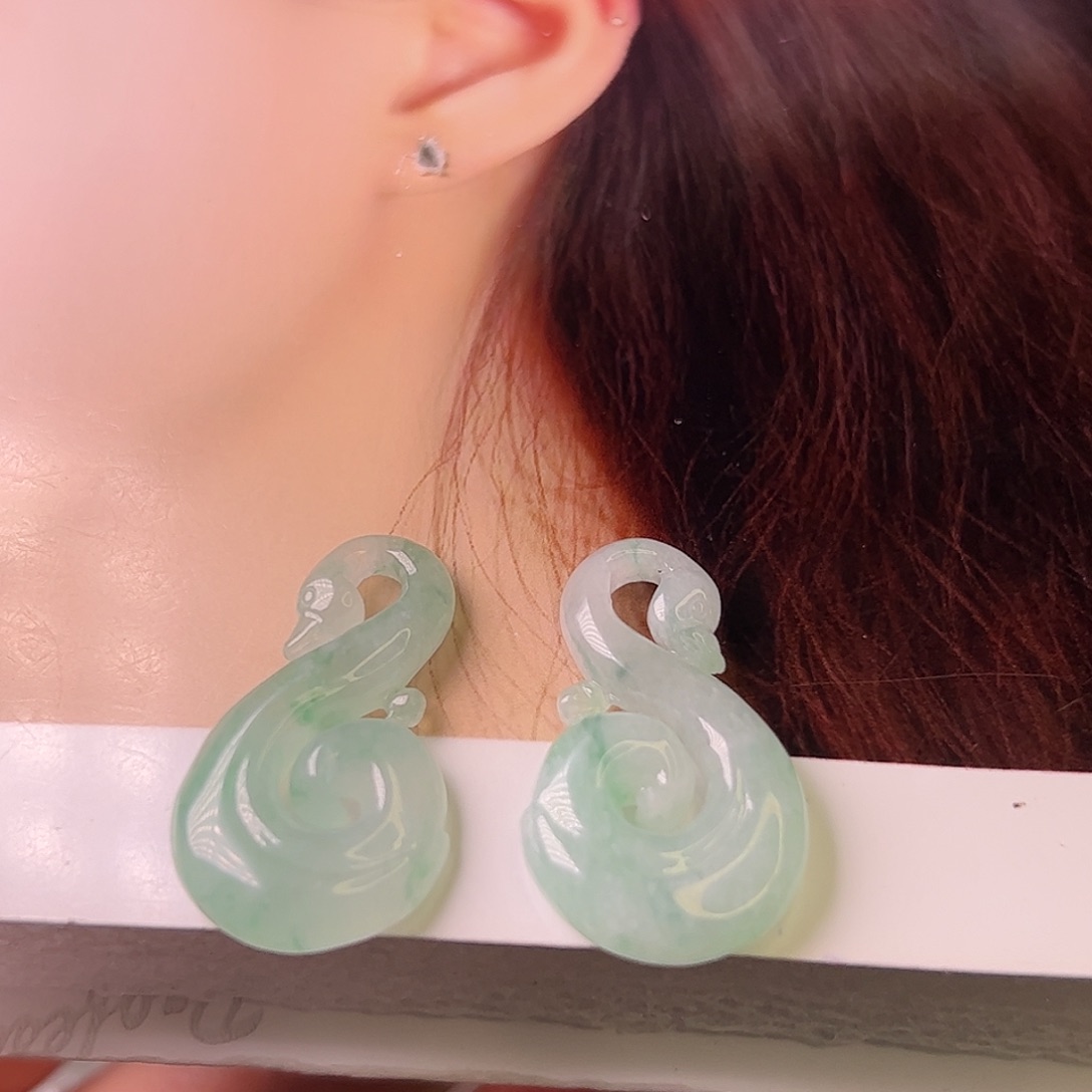 雨***滴翡翠未镶嵌耳饰耳饰