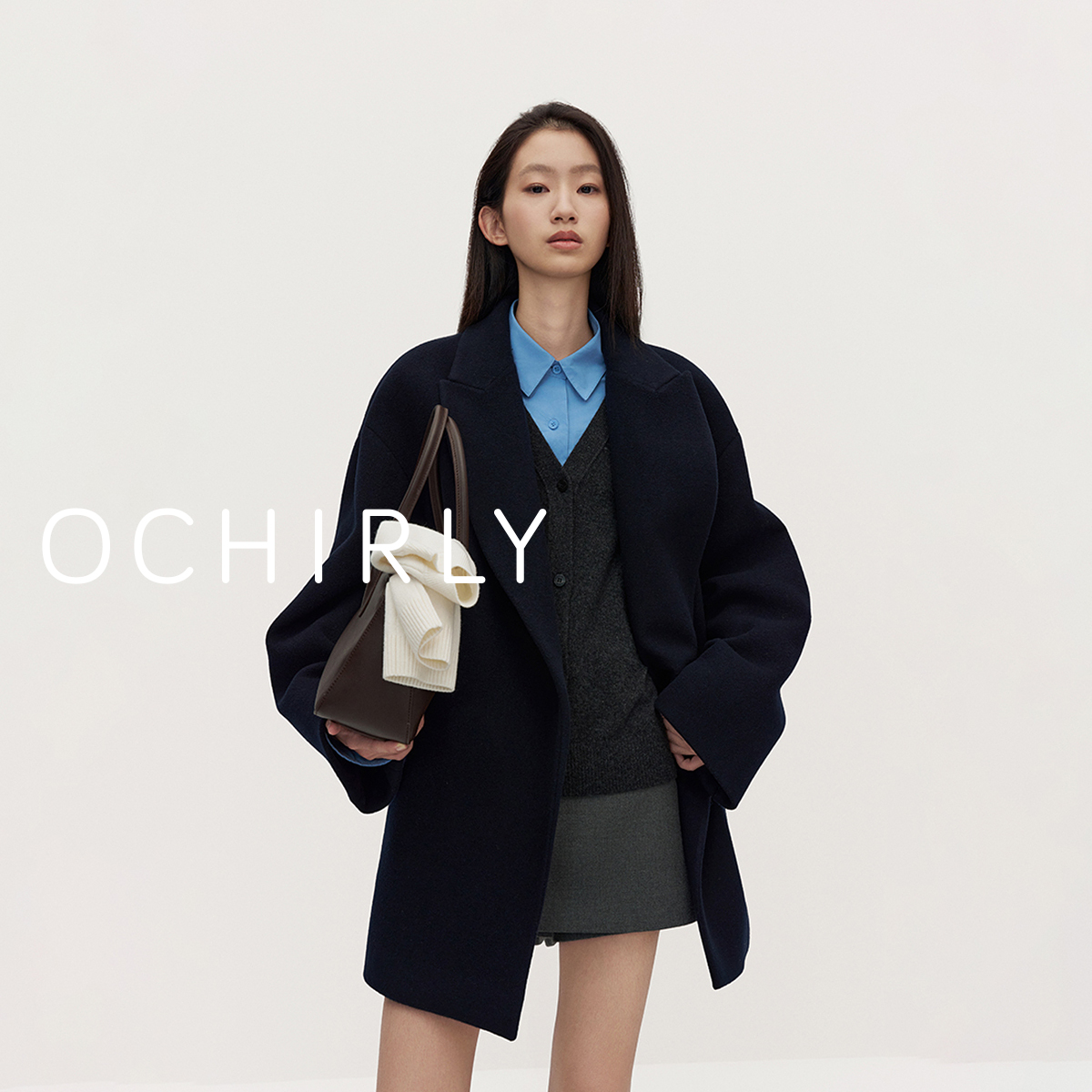 *ochirly欧时力 澳大利亚100%羊毛双面呢外套女高级感秋冬