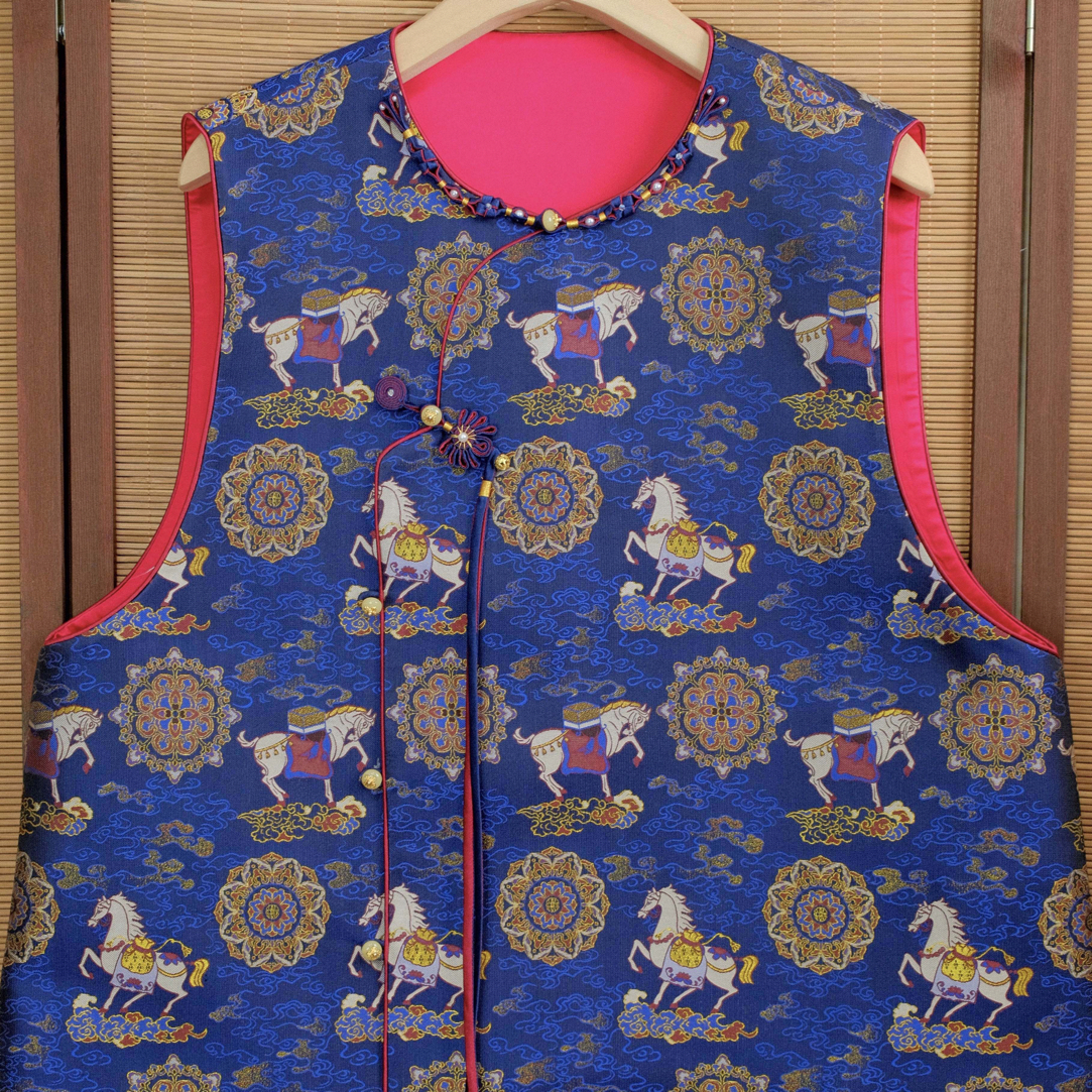 【高定重工系列】钱小萍正品马上有福新中式精致气质侧开襟马甲