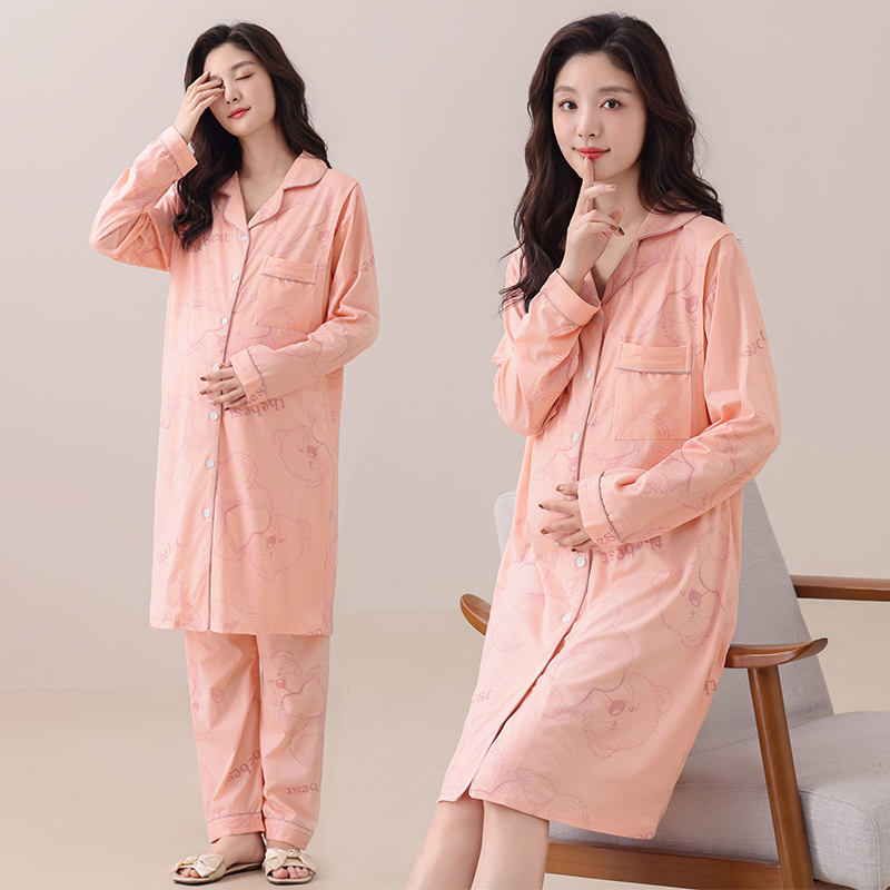 云朵棉待产裙夏季长款月子裙和服哺乳产后怀孕睡衣孕妇家居服坐月