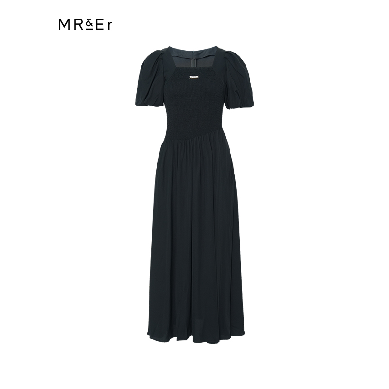 【小余专属】夏季新款法式弹力拼接连衣裙A版显瘦小黑裙R4B94434