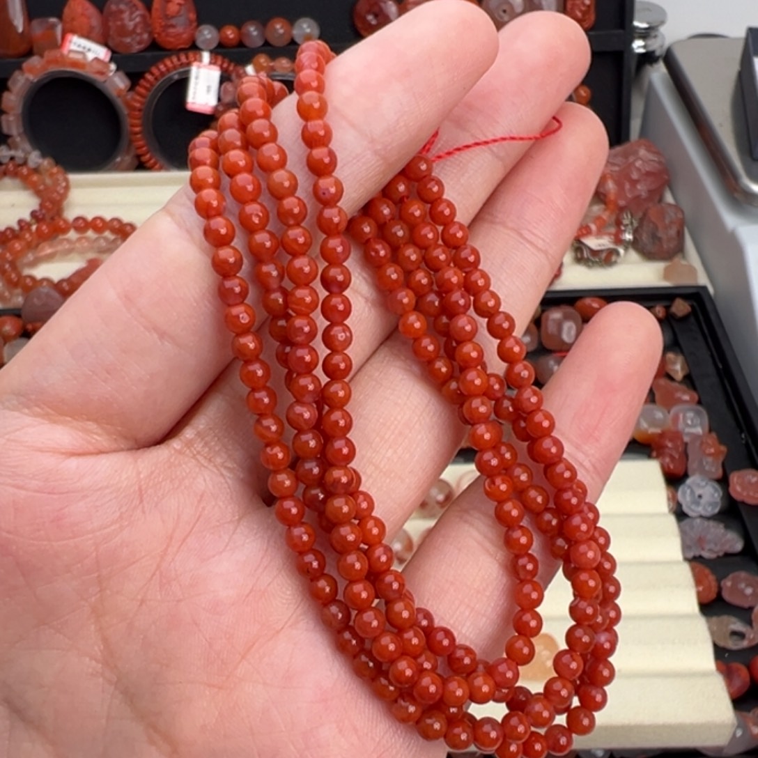 ****姐南红玛瑙未镶嵌颈饰小米珠卡3+