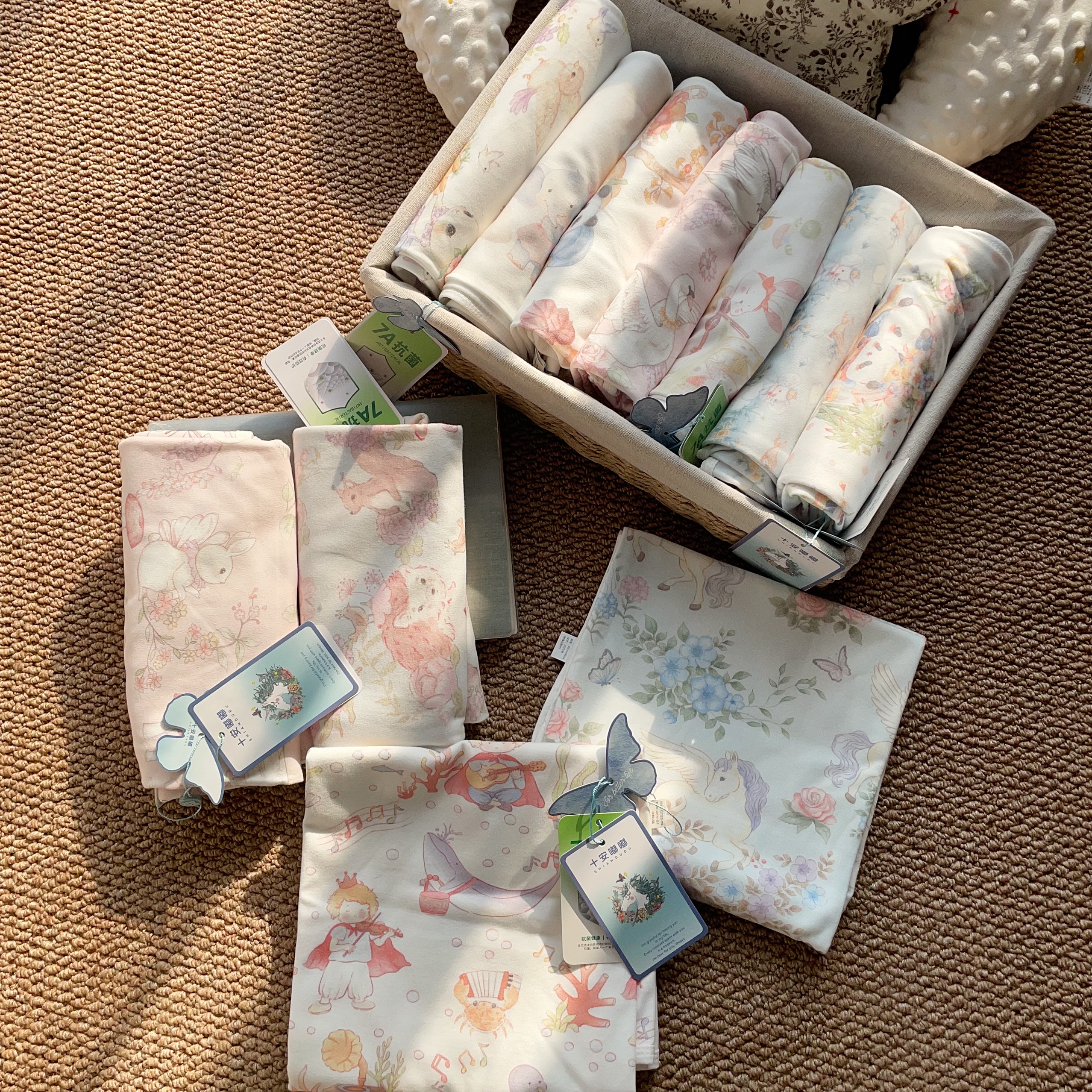 十安嘟嘟自制款新生儿产房包单纯棉精梳棉新生婴儿防惊跳包巾裹巾