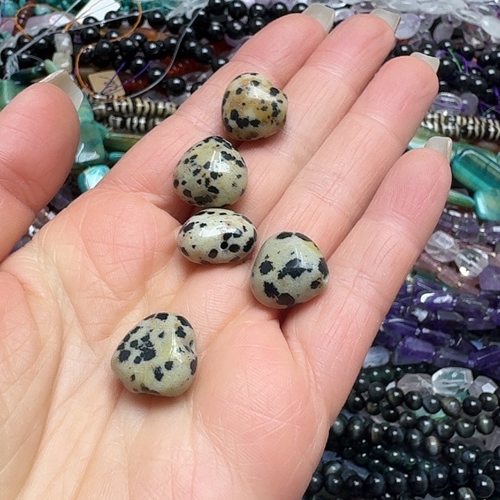 玛瑙/玉髓未镶嵌珠宝半成品3个15m斑点石爱心