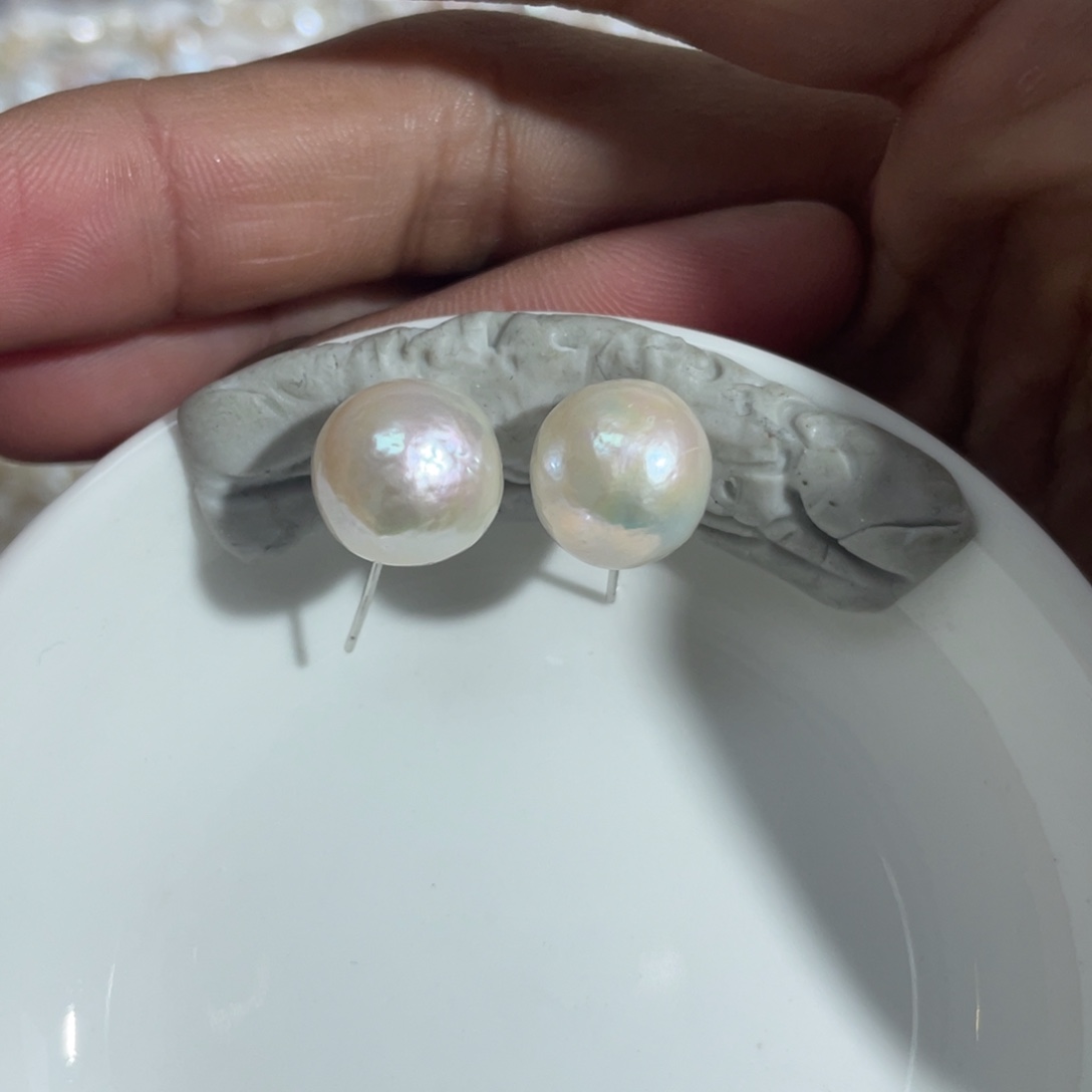 淡水珍珠耳饰银S925镶嵌