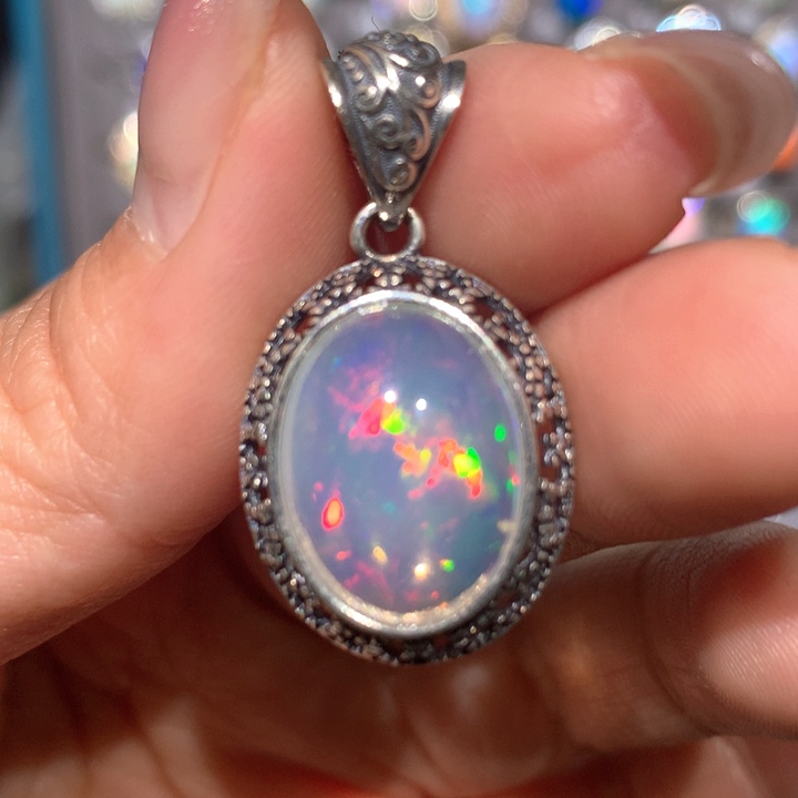 欧泊福利吊坠银S925镶嵌