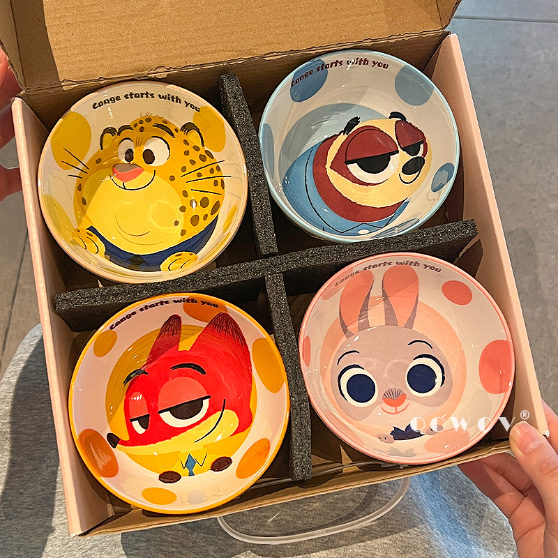 疯狂动物城釉下彩餐具陶朱迪尼克瓷碗家用新款高颜值生日伴手礼盒