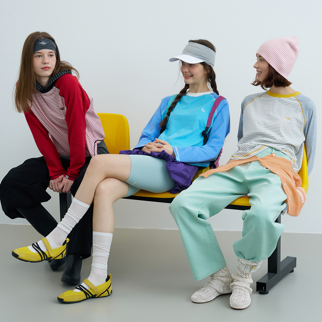 riverstone plus （达播）撞色条纹拼接基础长袖T恤插肩打底衫上衣