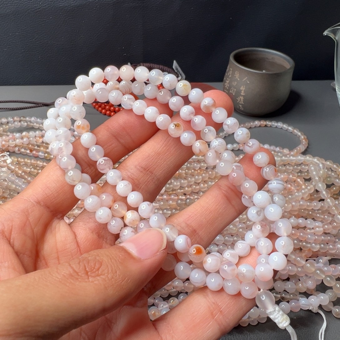 南红玛瑙未镶嵌90号南红多圈5.5+瓷白