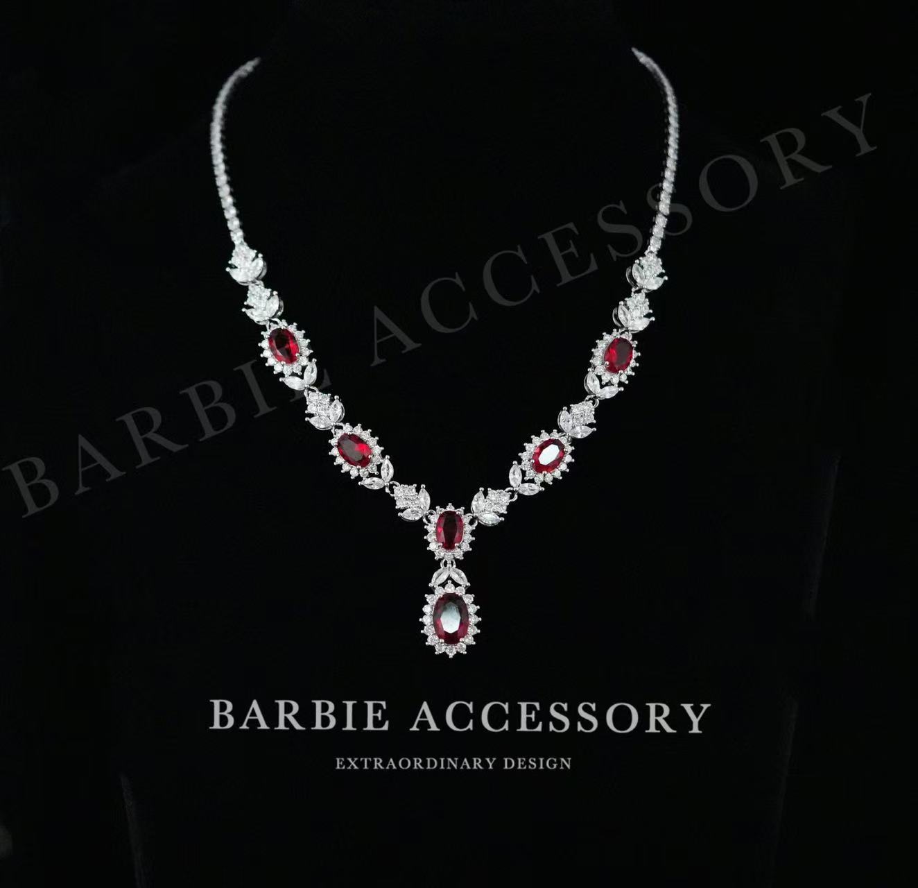 铜合金合成锆石项链 【红殿银艺】法式既视设计款高级感绝美项链