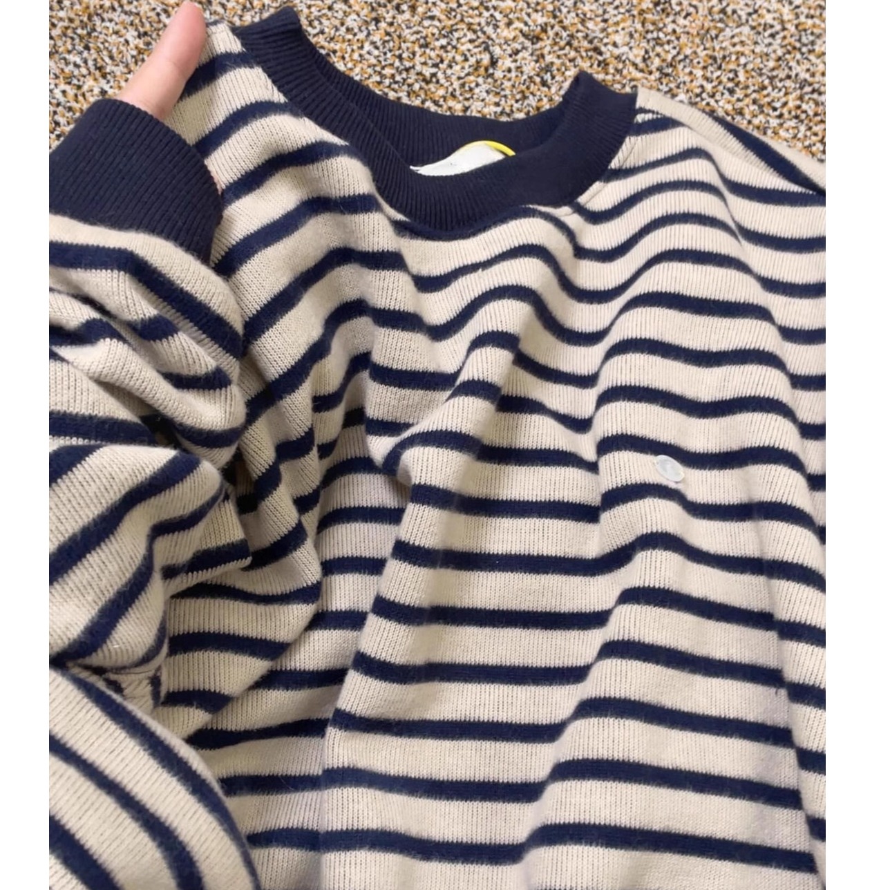 美式oversize条纹圆领卫衣女春秋2025新款爆款宽松独特超好看上衣