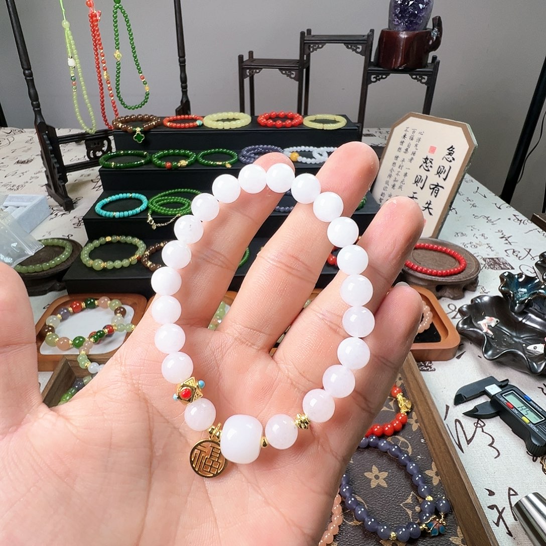 和田玉未镶嵌手链白玉设计手串