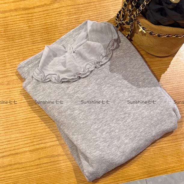 【日落暮山】韩系高质百搭秋冬气质纽扣气质立领拼接蕾丝加绒上衣