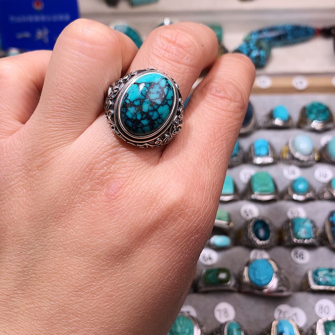 绿松石挂件银S925镶嵌