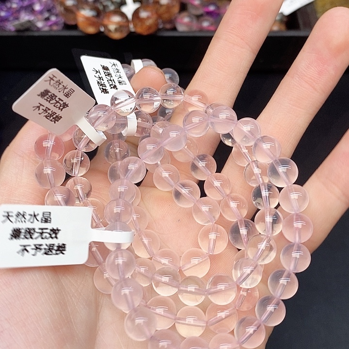 水晶手链未镶嵌27粉水晶8mm
