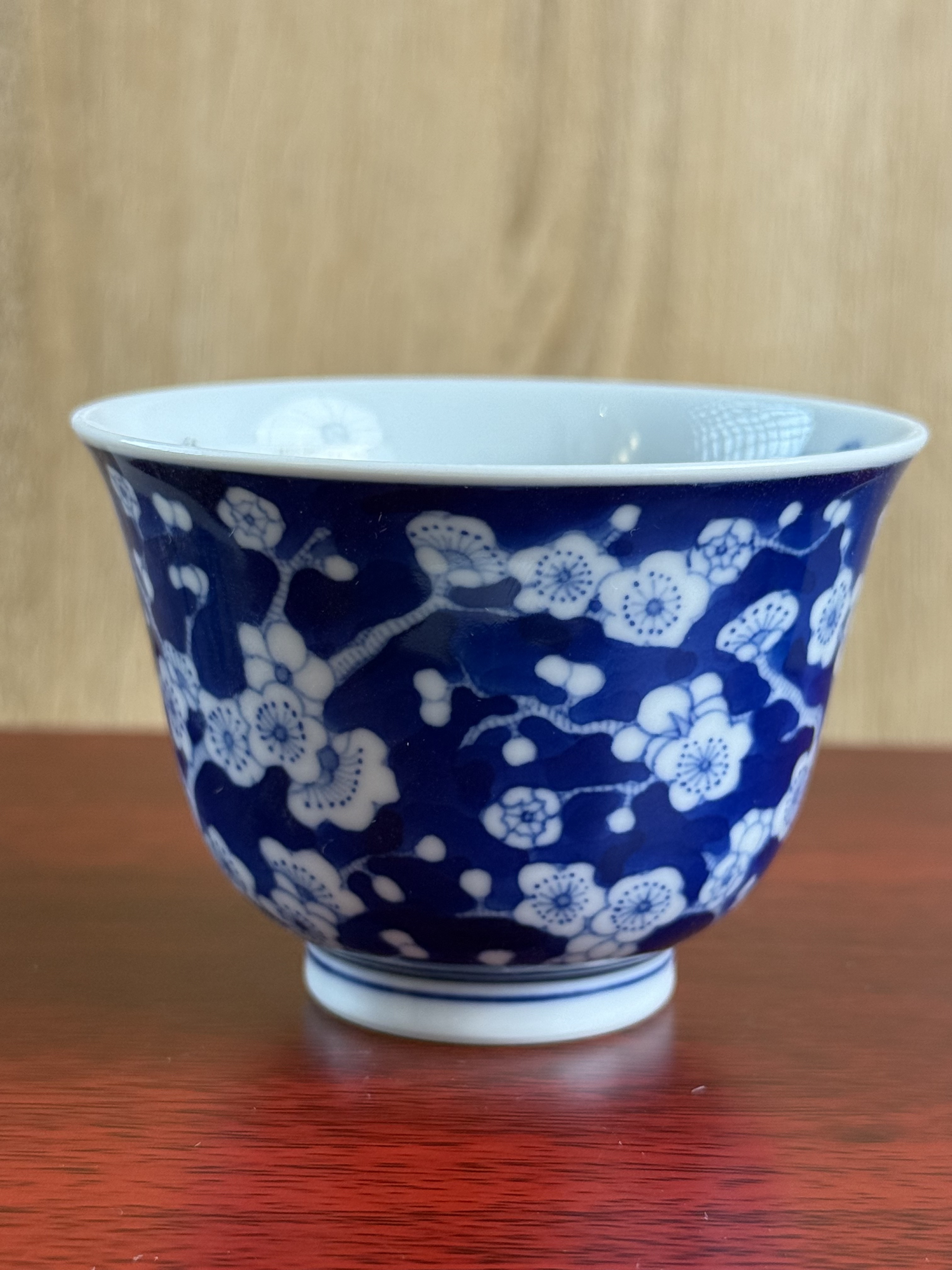 青花冰梅釉下彩陶瓷主人杯功夫茶小杯手绘全手工