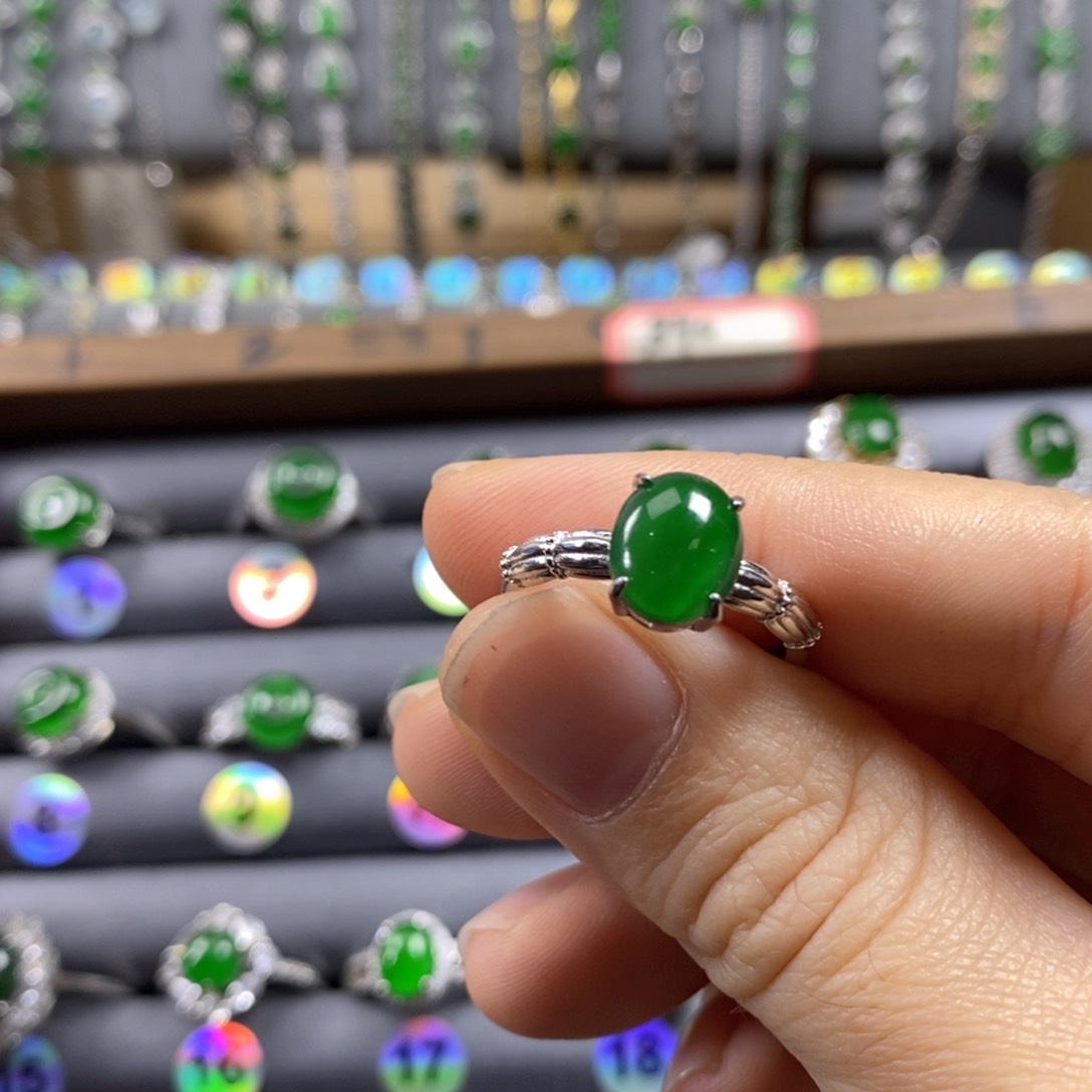 颈饰银S925镶嵌翡翠27号