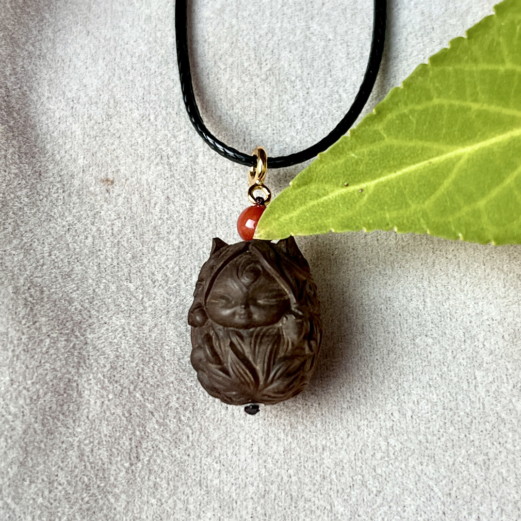 阴沉老山檀精工【凤九】吊坠