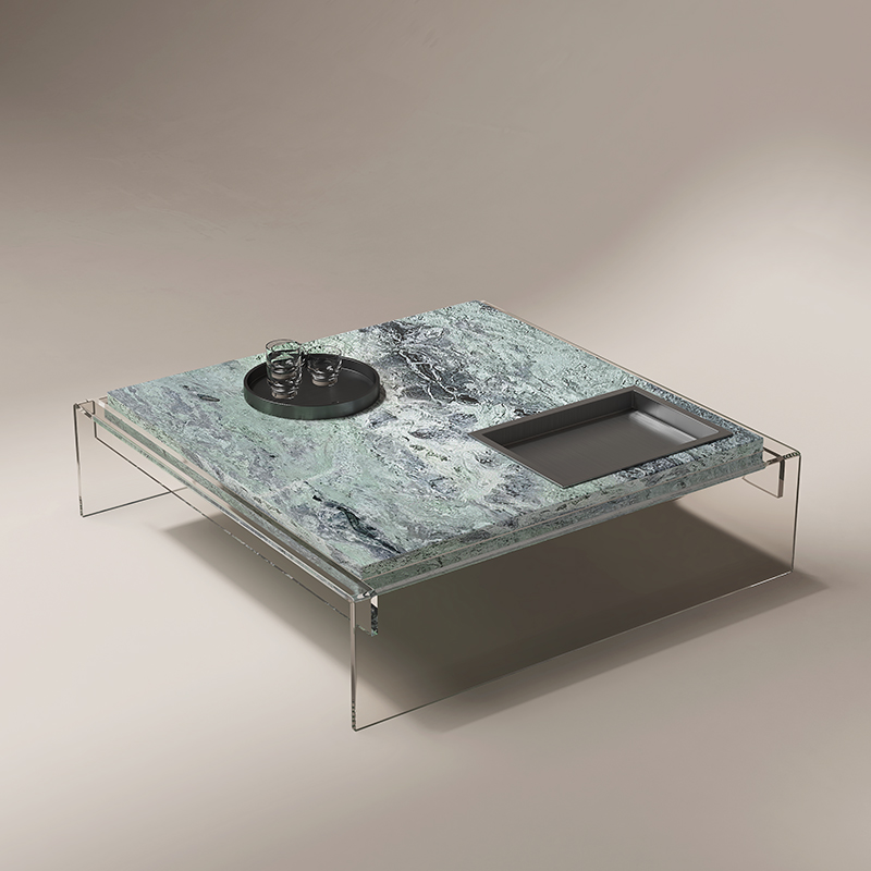 纯天然大理石悬浮茶几客厅现代高端别墅亚克力设计师创意茶几421B
