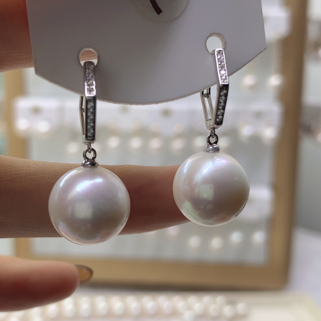 银S925镶嵌耳饰淡水珍珠