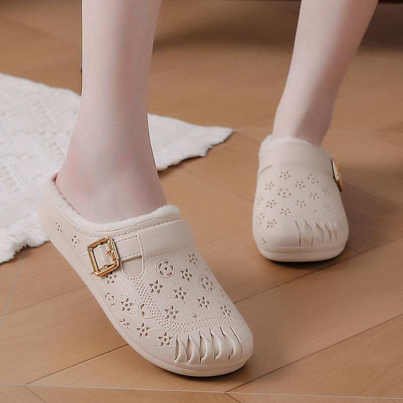 防水棉拖鞋女冬季2025新款室内家居防滑加绒外穿中老年女士棉拖鞋