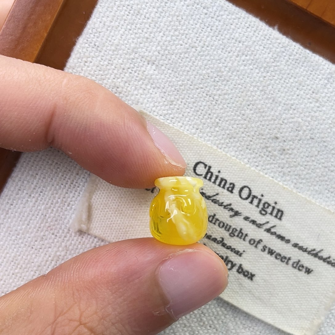 未镶嵌琥珀珠宝奇石金瓷白蜜罐